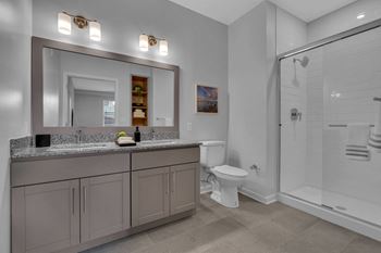 Double sink vanities in select residences